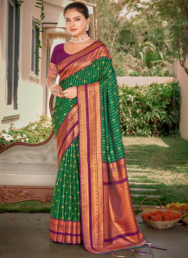 Silk Green Festival Wear Weaving Saree